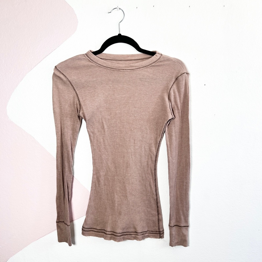 Vintage Y2K Brown Ribbed Long Sleeve Bella‎ Swan Top Sz Small